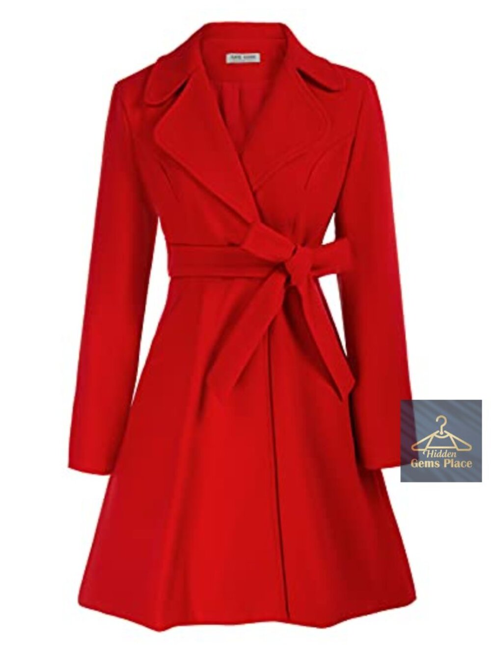 Women A-Line Wool Peacoat Dress Coat Belted Long Sleeve Fall Winter